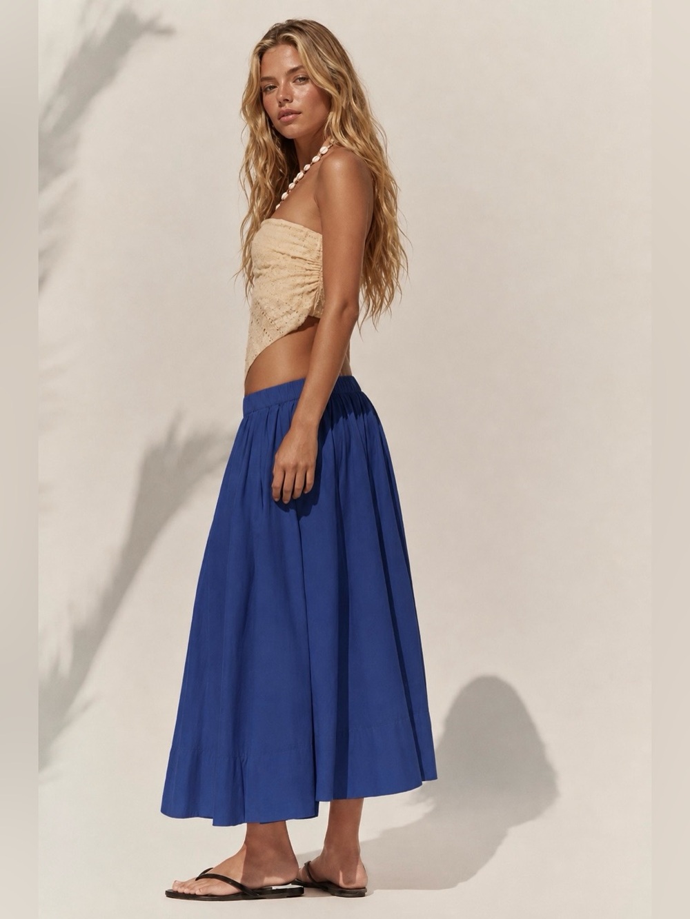 ▪️Free People Lowen Midi Skirt in Navy Blue - Picture 2 of 11